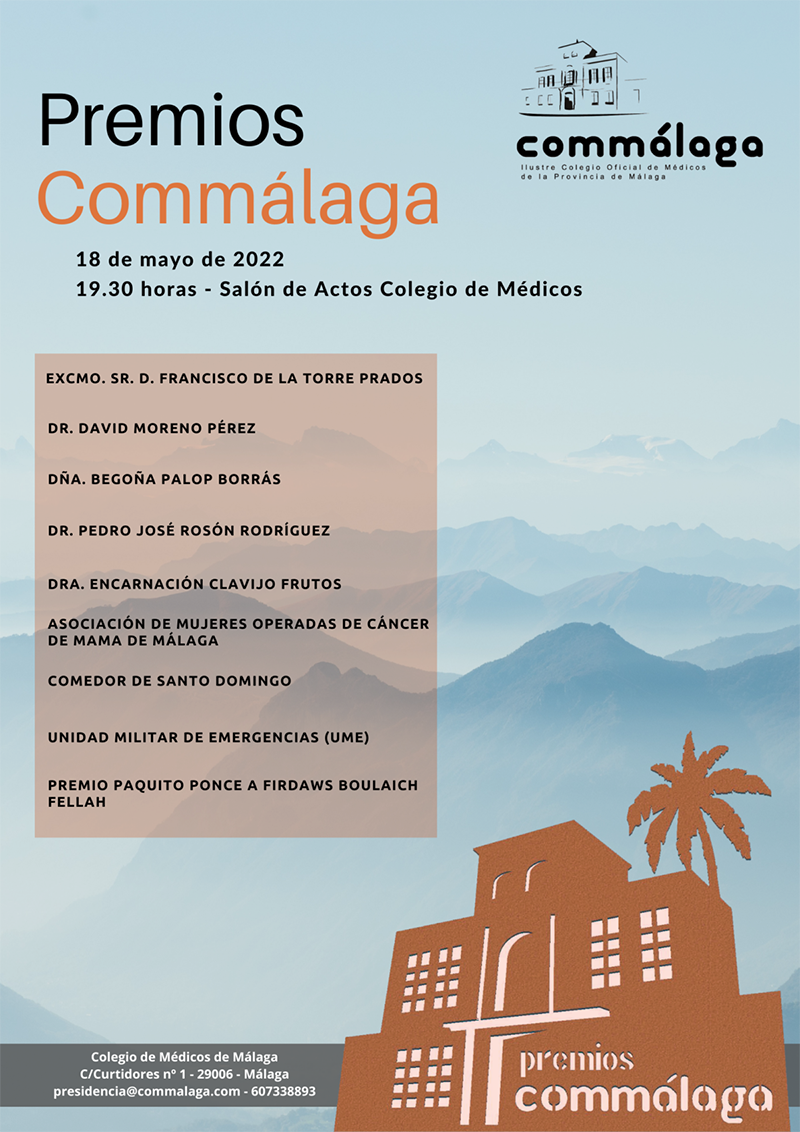 El Colegio de Médicos de Málaga otorga los Premios Commálaga el 18 de mayo