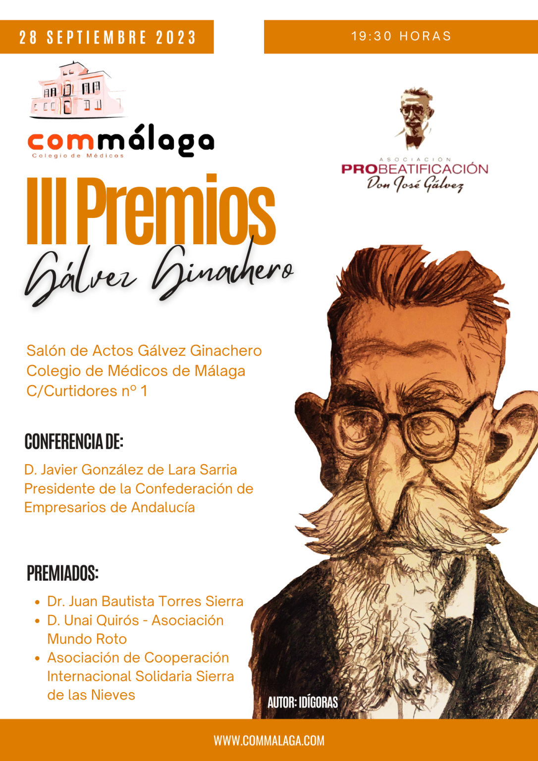 Los III Premios Dr. Gálvez Ginachero serán el 28 de septiembre en el Colegio de Médicos de Málaga