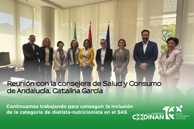 El Colegio Profesional de Dietistas-Nutricionistas de Andalucía (CODINAN) ha mantenido una reunión con la consejera de Salud y Consumo