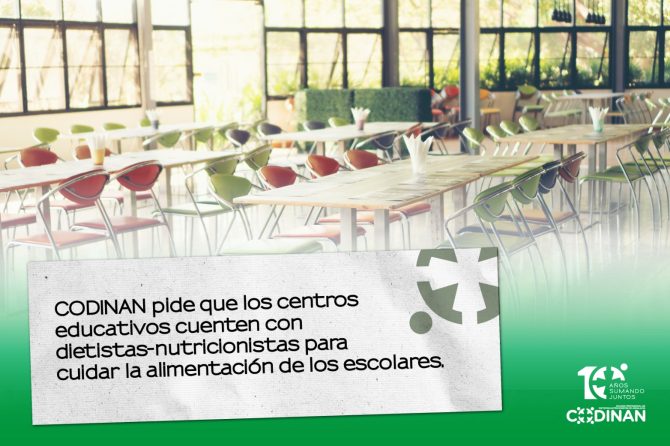 CODINAN exige a los centros educativos contratar nutricionistas para brindar atención nutricional a los estudiantes